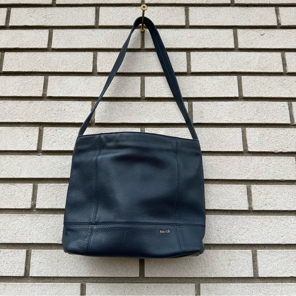 The Sak De Young Hobo Shoulder Bag Navy Blue Pebbled Leather Slouch Tote Purse - Picture 1 of 12